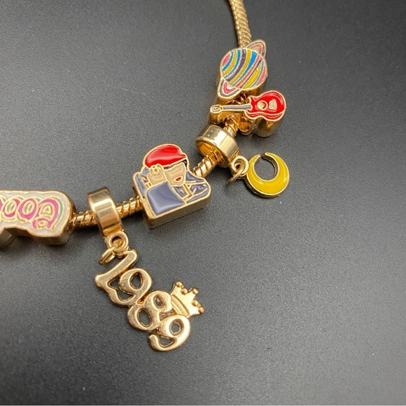 Gold Bracelet with Colorful Taylor Swift Slide Charms - Picture 4 of 6